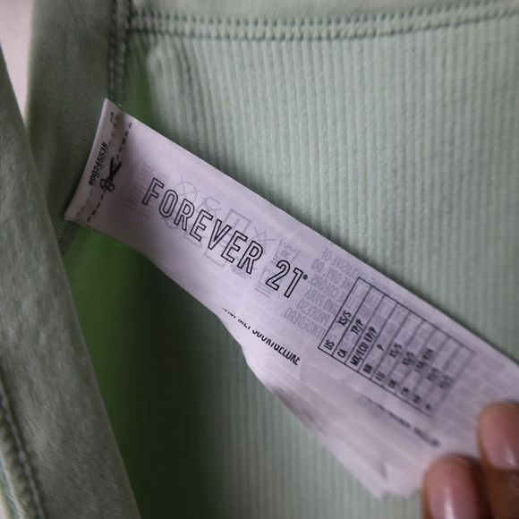 Forever 21 Ribbed High Neck Bodysuit – Sage Green Halter Cross Back (Size XS) - Picture 5 of 5